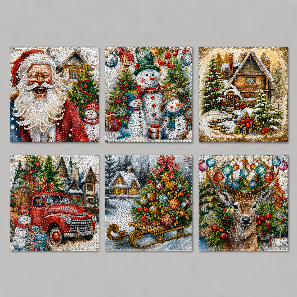 Verschiedene Weihnachtskarten | 6 Stück | Diamond Painting