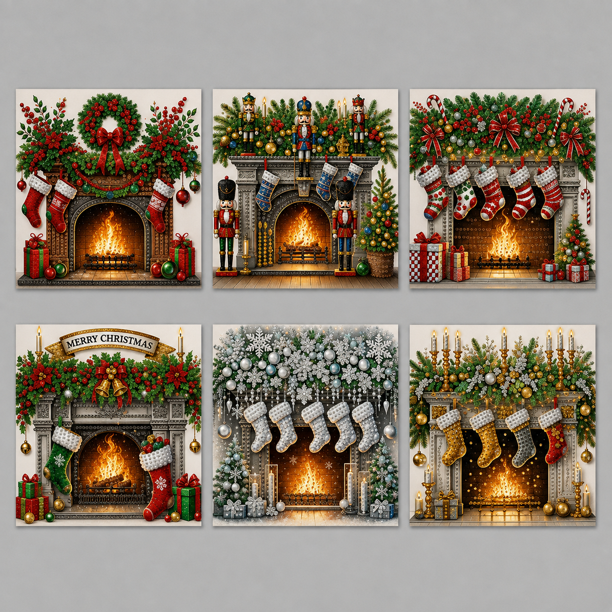 Kamin-Karten | 6 Stück | Diamond Painting