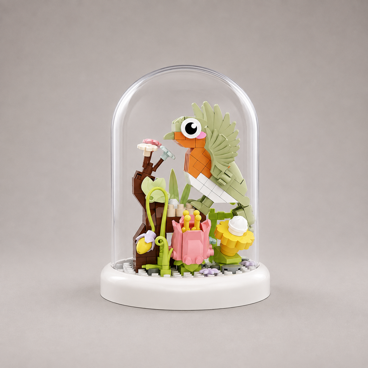 Vogel in Glasglocke | Bausteine