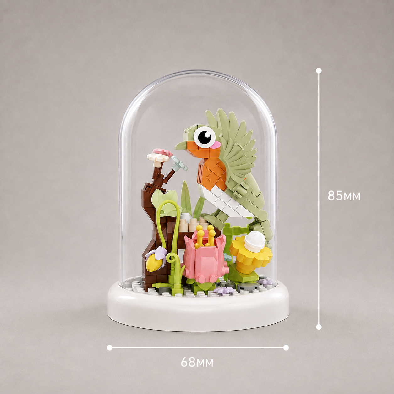 Vogel in Glasglocke | Bausteine