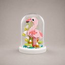 Flamingo in Glasglocke | Bausteine