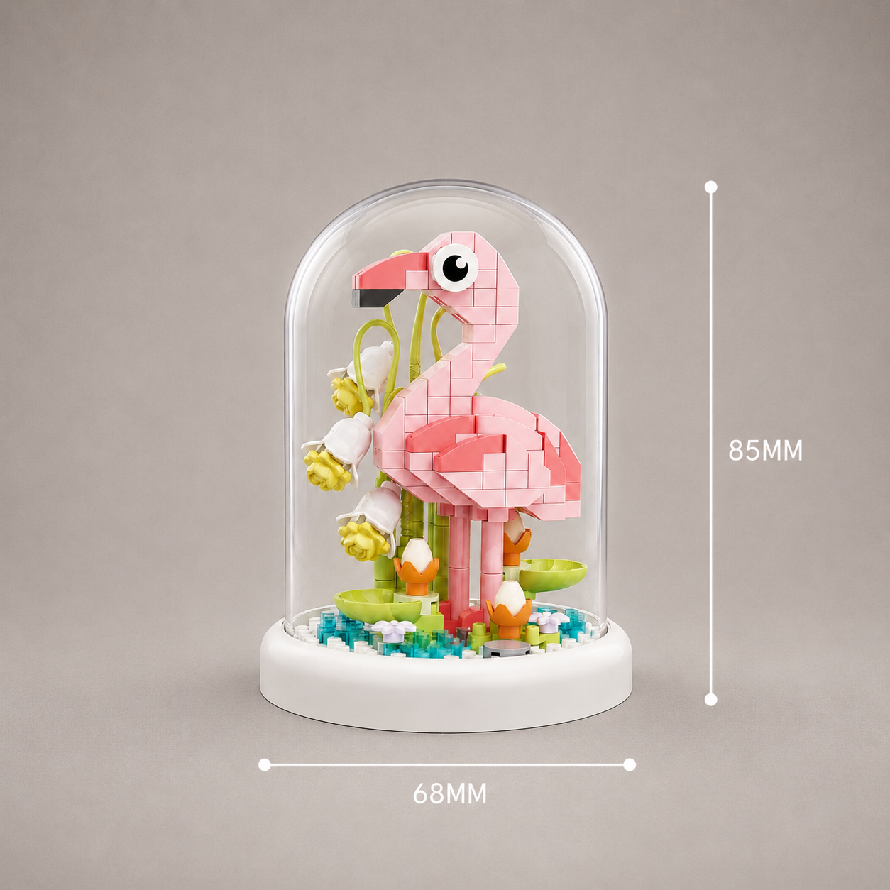 Flamingo in Glasglocke | Bausteine