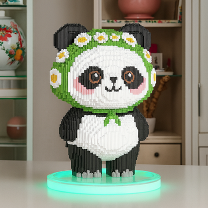 Panda mit Blumenkranz | Bausteine