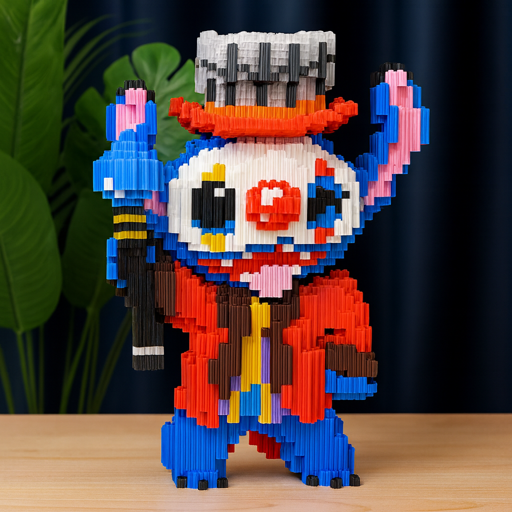 Blaues Wesen als Clown | Bausteine