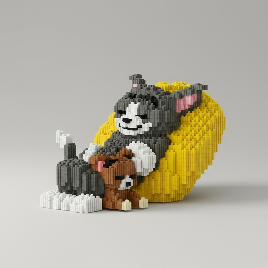 Schlafende Katze & Maus | Bausteine