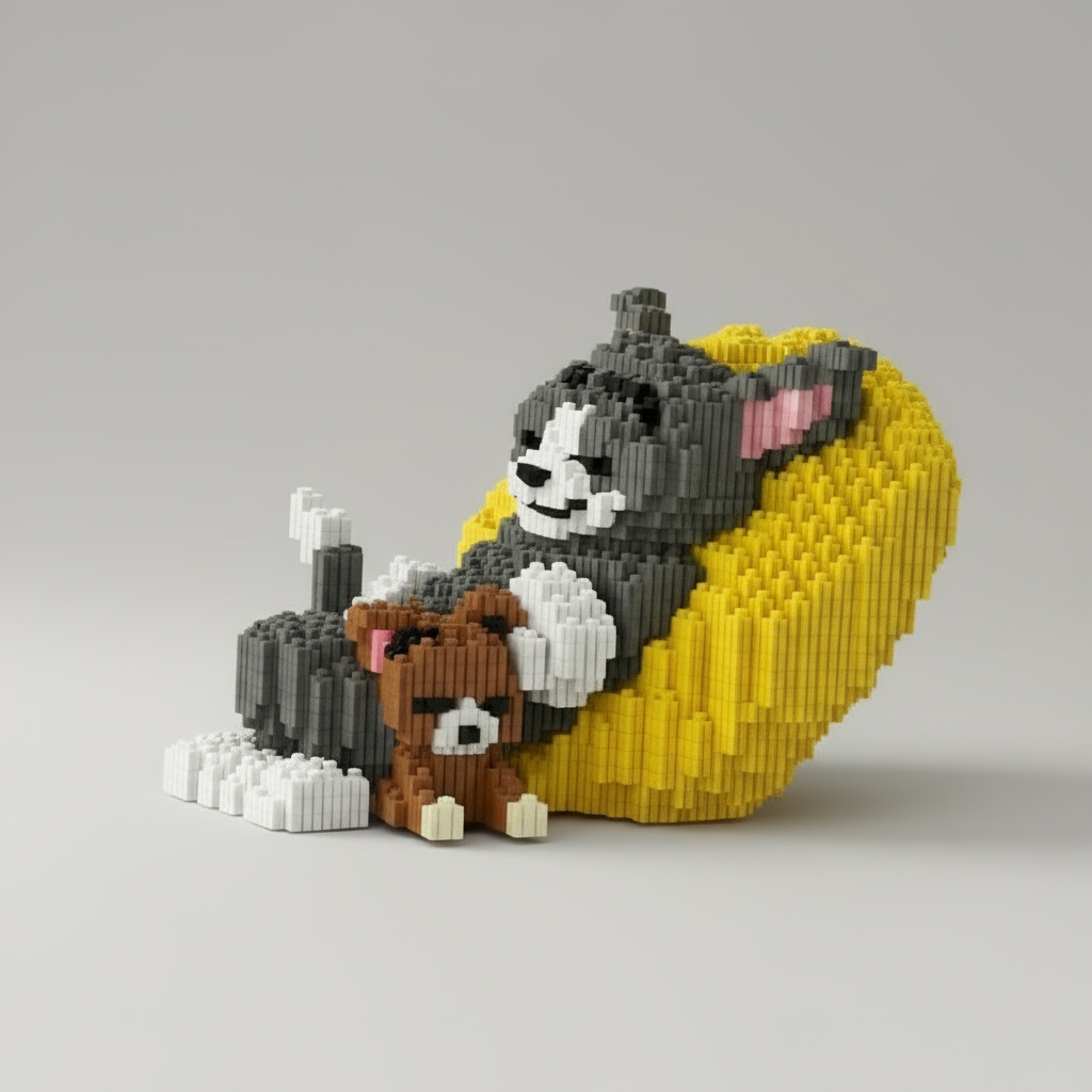 Schlafende Katze & Maus | Bausteine