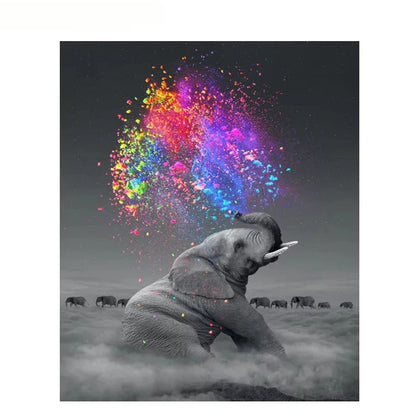 Elefant und bunte Wasserfarben | Malen nach Zahlen