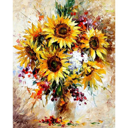Sonnenblumen in großem Topf | Malen nach Zahlen