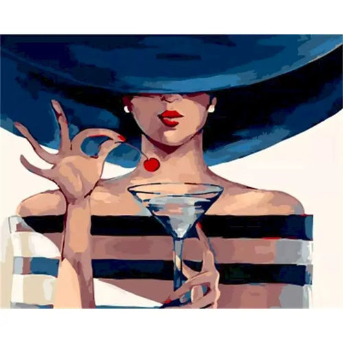 Frau mit Martini | Malen nach Zahlen