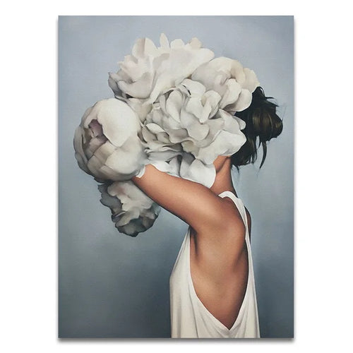 Frau mit Blumenkopf | Malen nach Zahlen