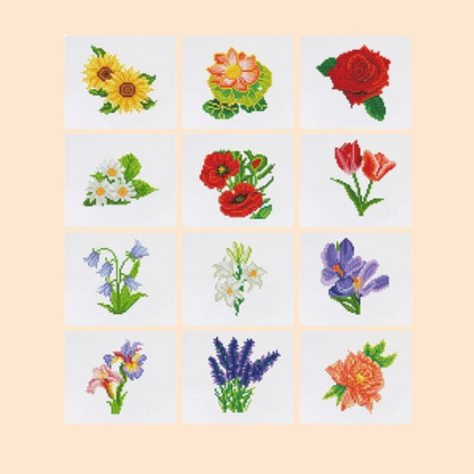 12 Mini Diamond Paintings | Blumen | Diamond Painting