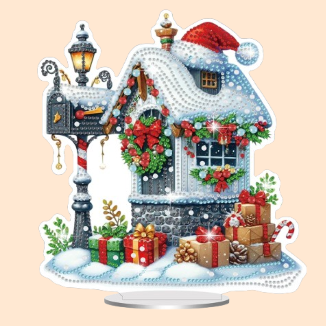 5D Häuschen mit Weihnachtsmütze | Diamond Painting