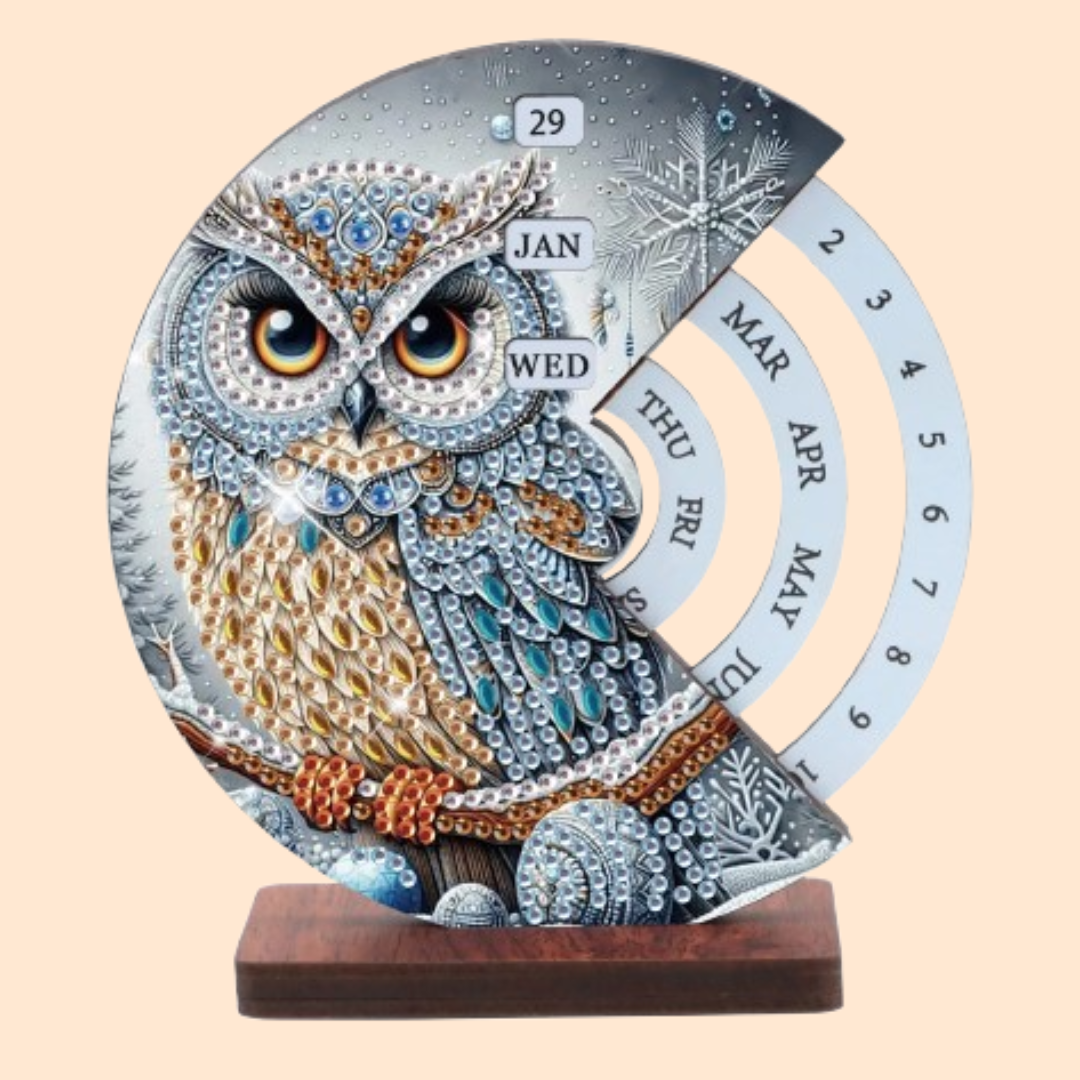 Graue Eule | Kalender | Diamond Painting