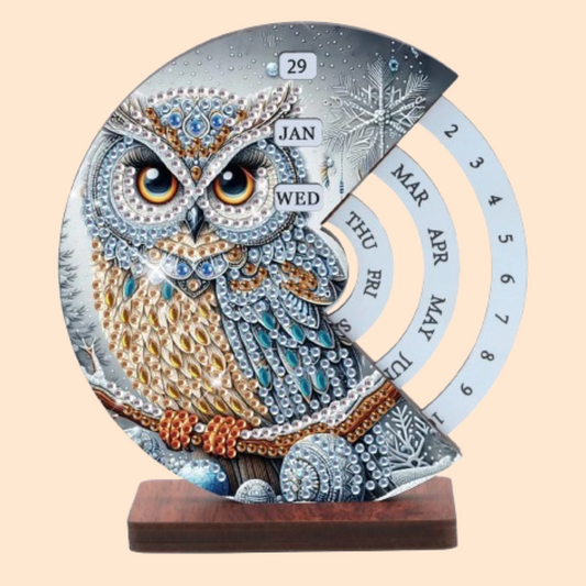 Graue Eule | Kalender | Diamond Painting