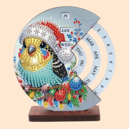 Vogel mit Weihnachtsmütze | Kalender | Diamond Painting