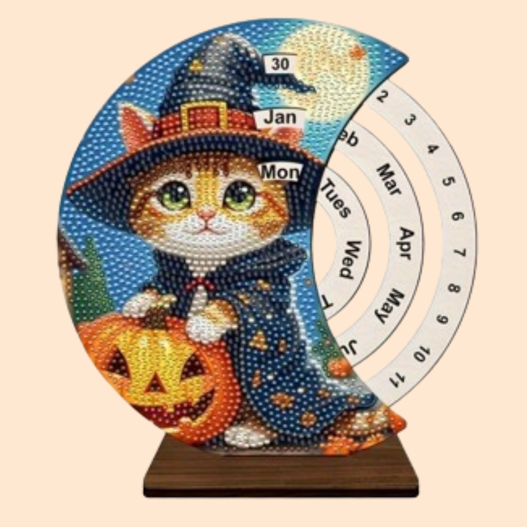Katze mit Kürbis | Kalender | Diamond Painting