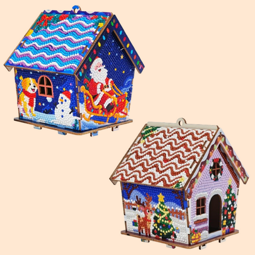 Weihnachtshäuschen | Anhänger für den Baum | Diamond Painting