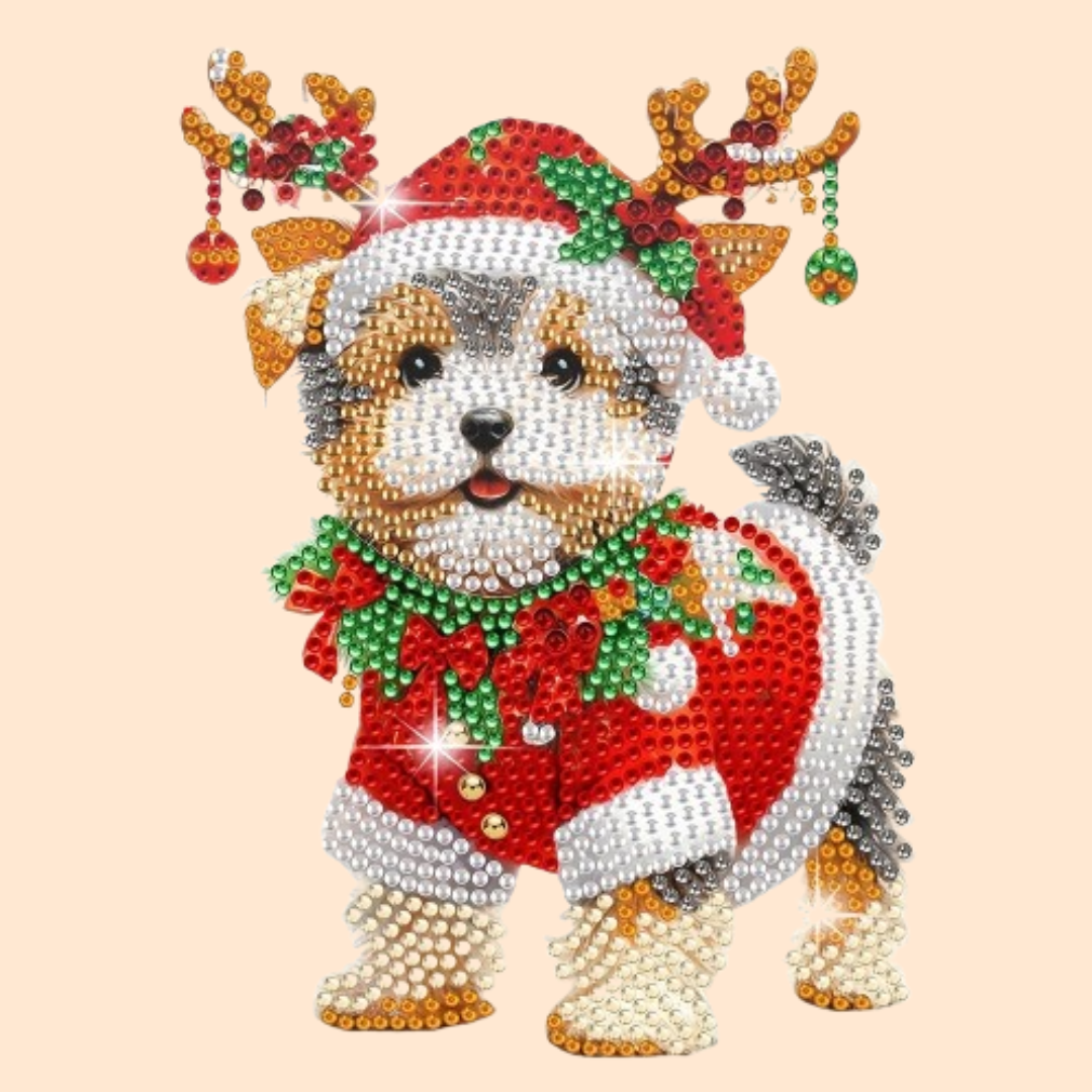 Bewegender Weihnachtshund | Diamond Painting