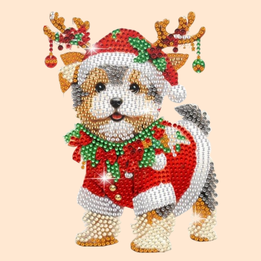 Bewegender Weihnachtshund | Diamond Painting