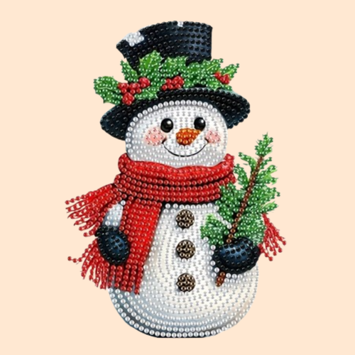 Bewegender Schneemann mit Hut | Diamond Painting