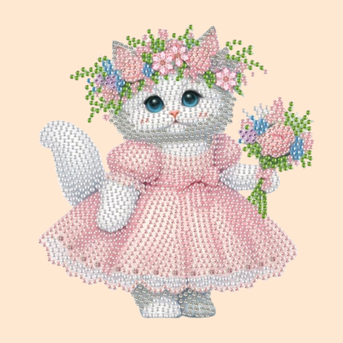 Bewegende Katze im Kleid | Diamond Painting
