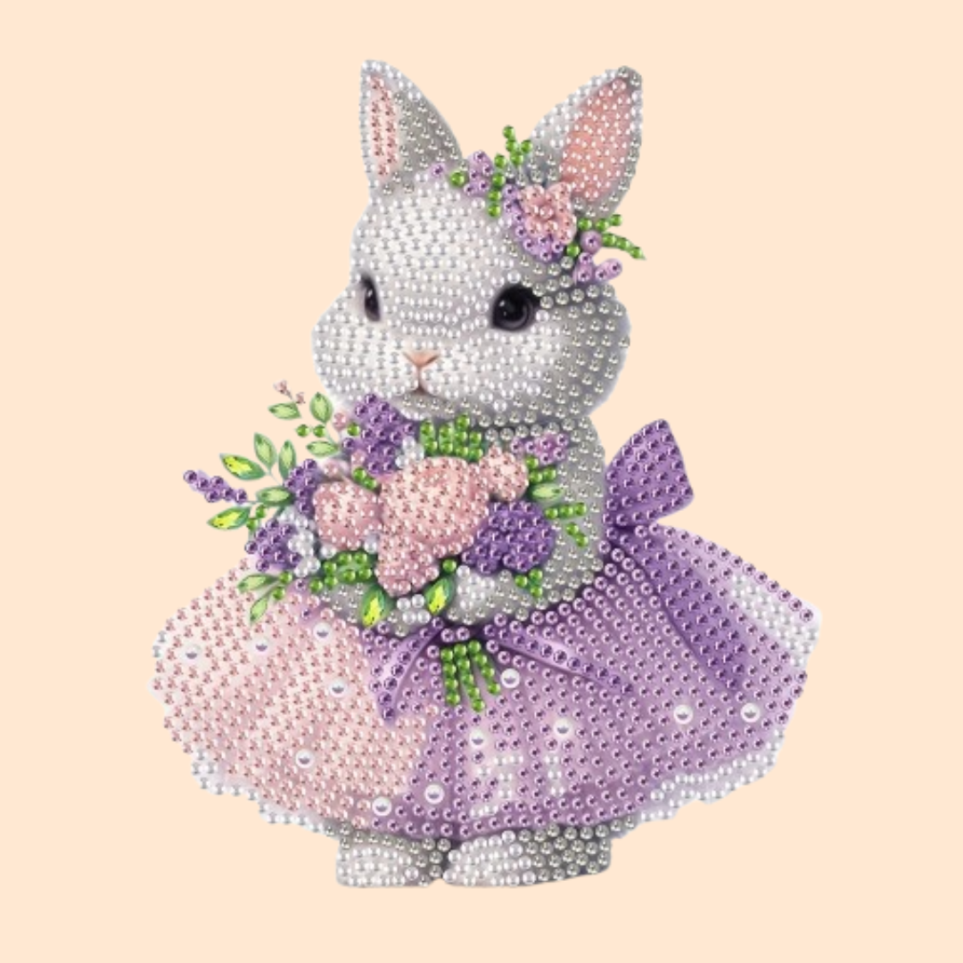 Bewegendes Kaninchen im Kleid | Diamond Painting