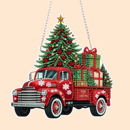 Dekoanhänger | Weihnachts-Truck | Diamond Painting