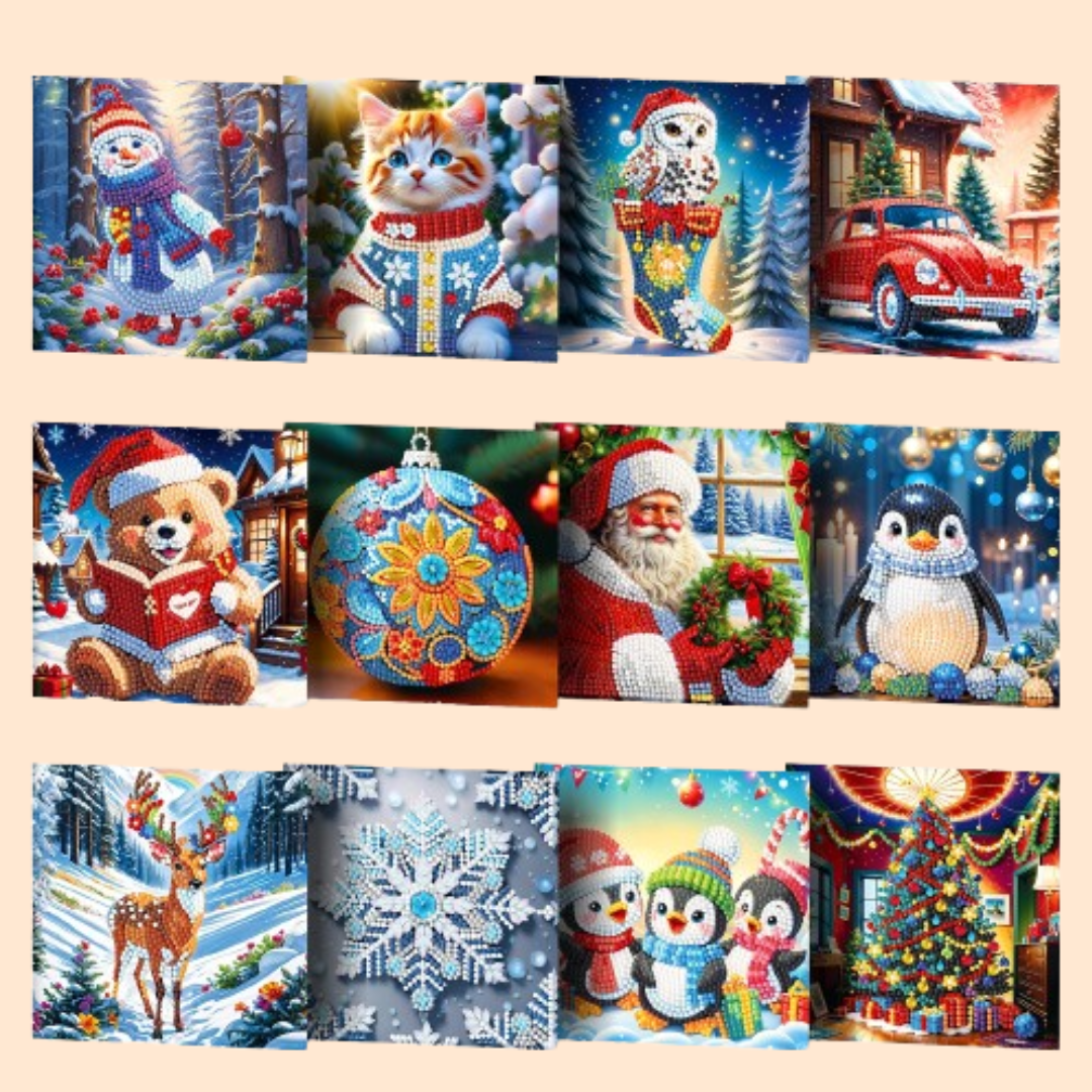 Weihnachtskarten | 12 Stück | Diamond Painting