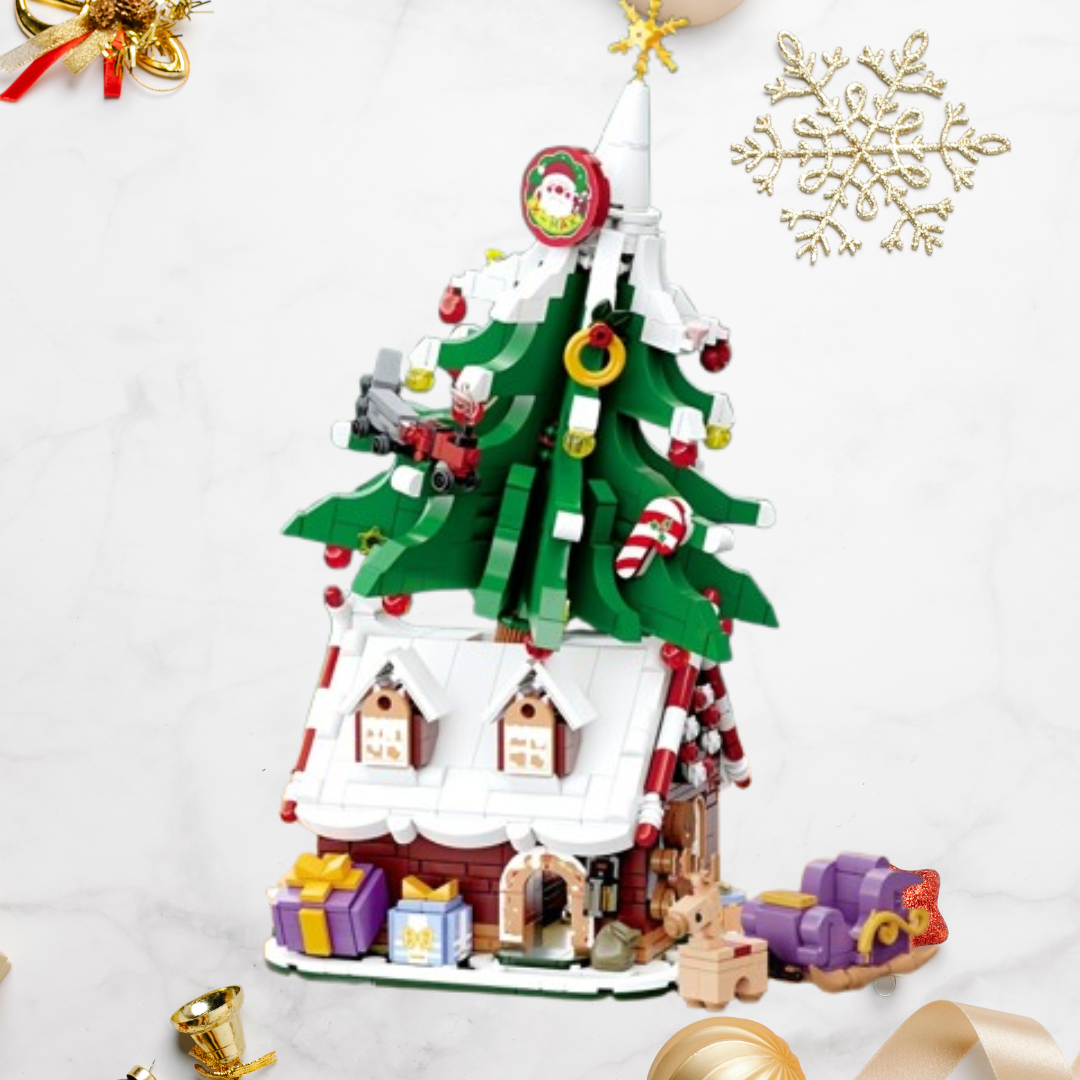 Weihnachtsbaum auf Häuschen | Bausteine