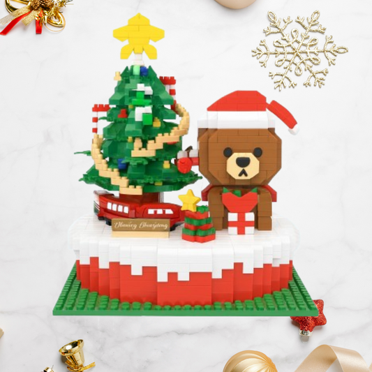 Weihnachtsbaum und Bär auf Bauplatte