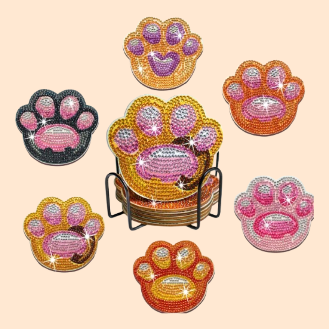 Hunde-Pfoten-Untersetzer | Diamond Painting