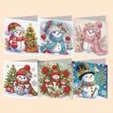 Schneemann Weihnachtskarten | 6 Stück | Diamond Painting