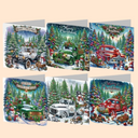 Weihnachtskarten Set mit Vintage Autos | 6 Stück | Diamond Painting