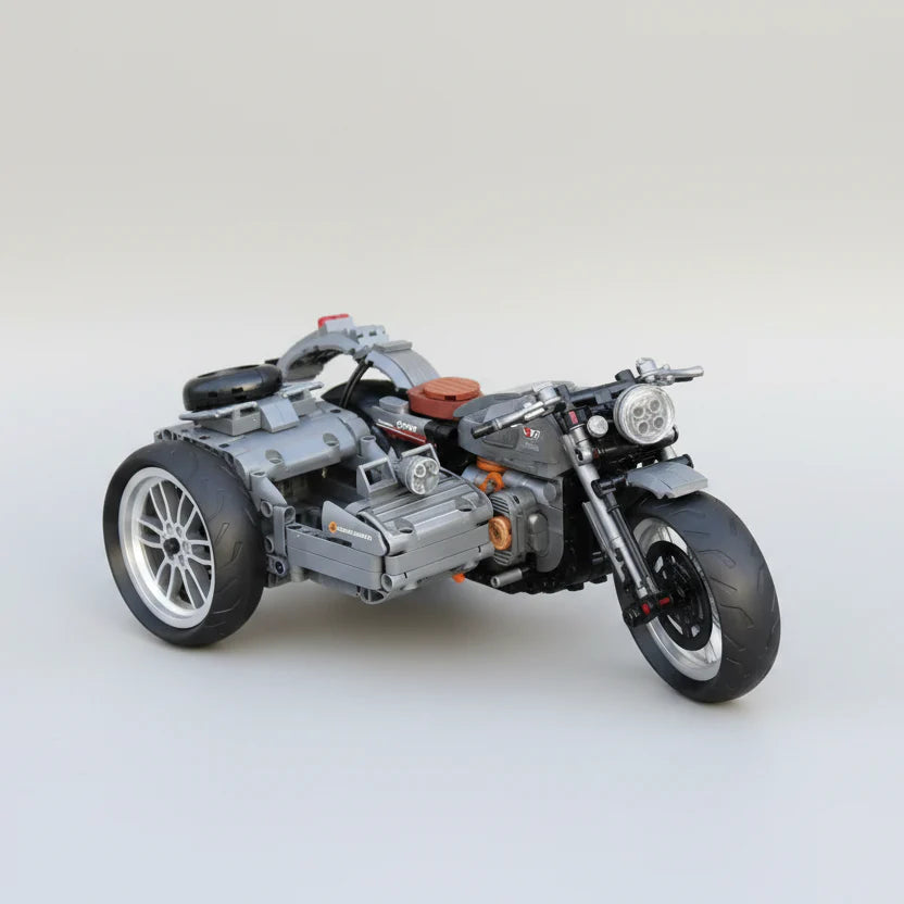 Mechanisches Retro Dreirad Motorrad | Bausteine