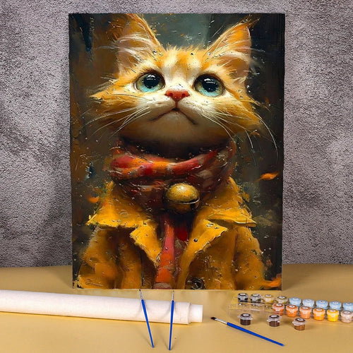 Katze mit Schal | Malen nach Zahlen