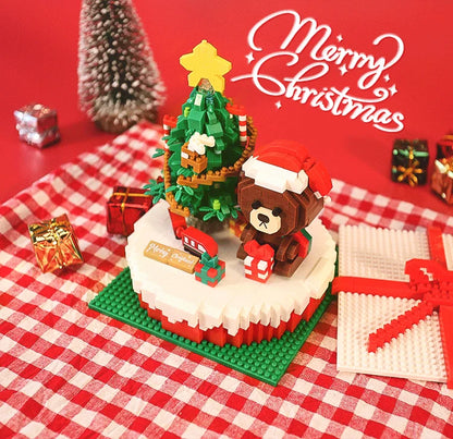 Weihnachtsbaum und Bär auf Bauplatte