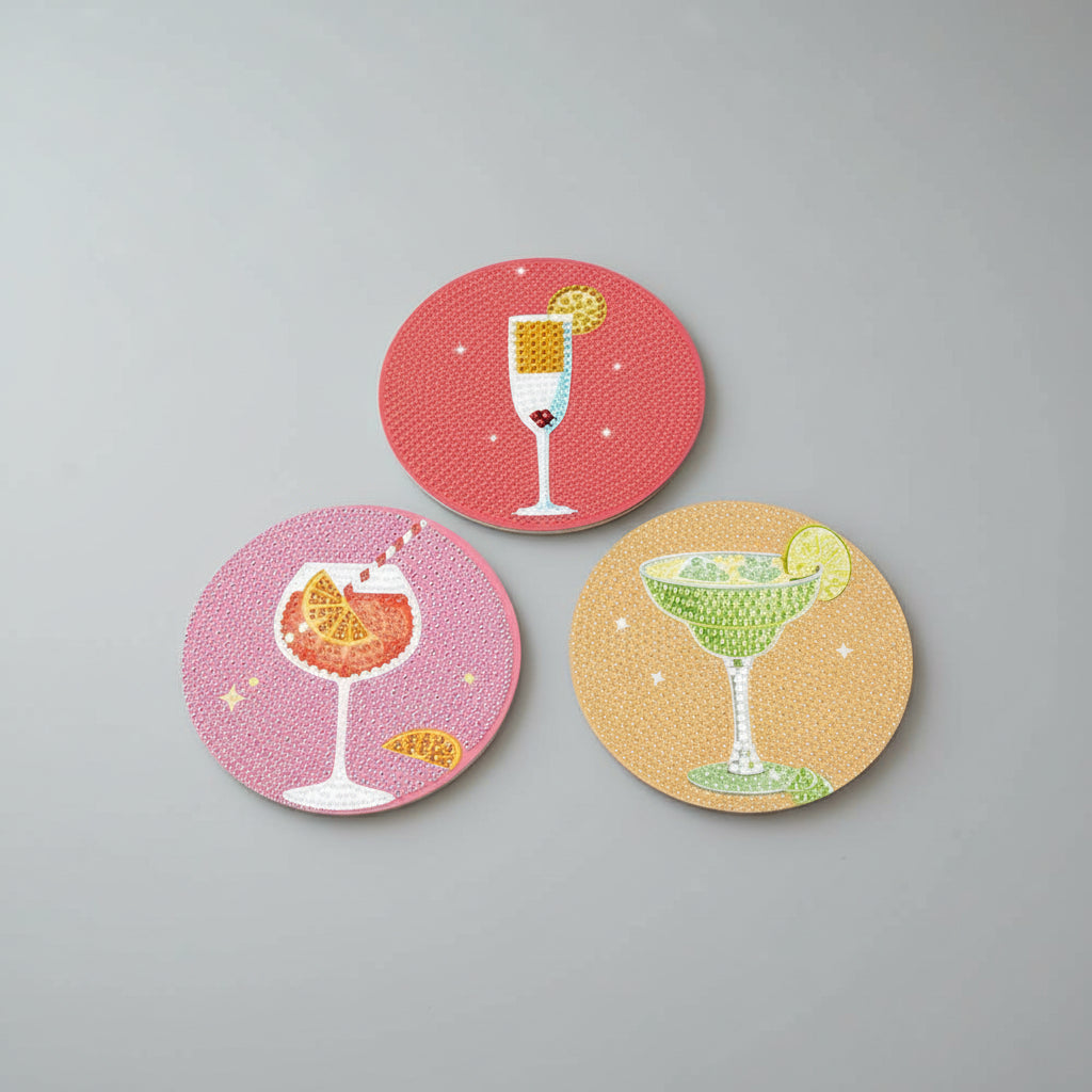 Bunte Cocktail-Untersetzer | Diamond Painting