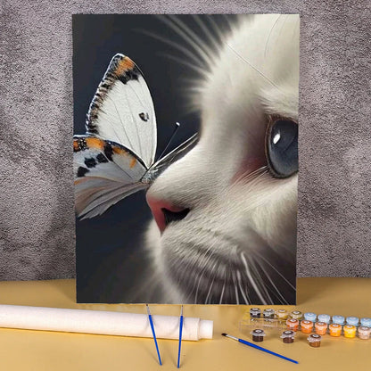 Katze mit Schmetterling | Malen nach Zahlen