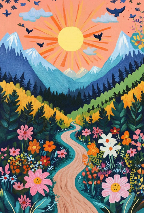 Buntes Landschaft | Malen nach Zahlen