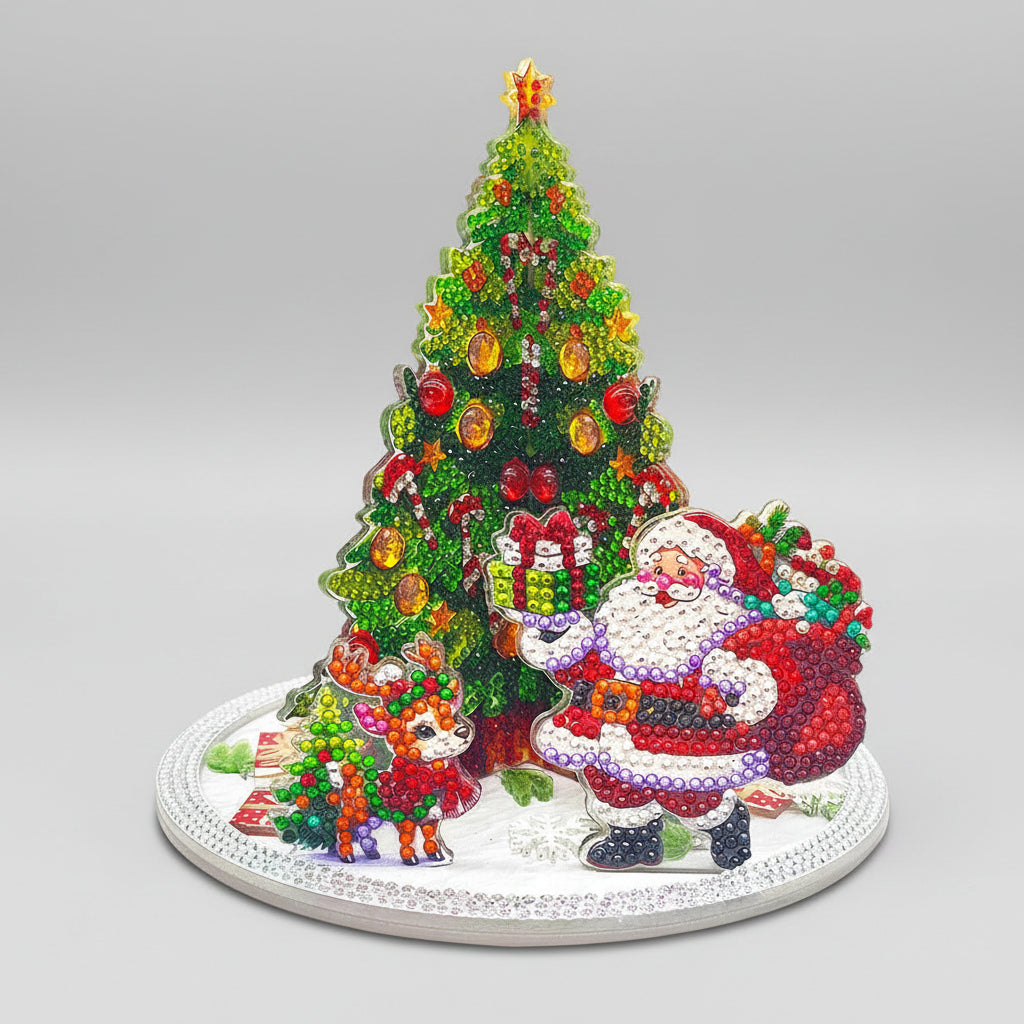 3D Weihnachtsmann bei Weihnachtsbaum | Diamond Painting