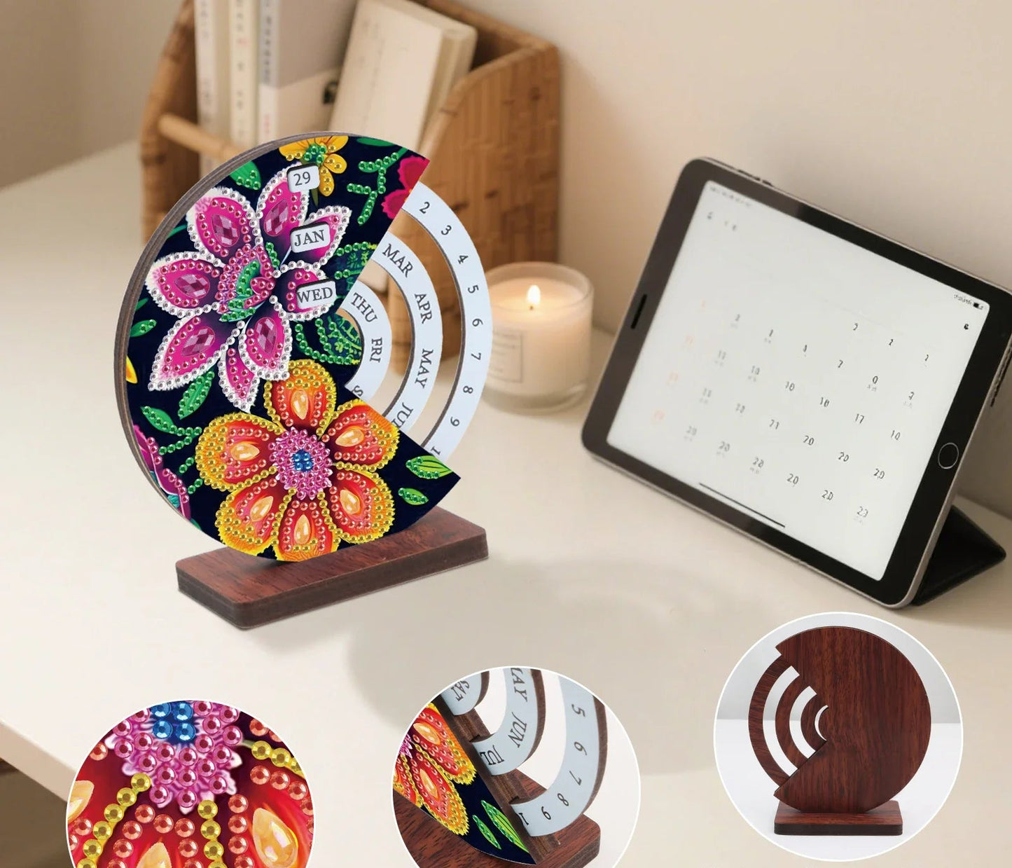 Rosa & orange Blume | Kalender | Diamond painting