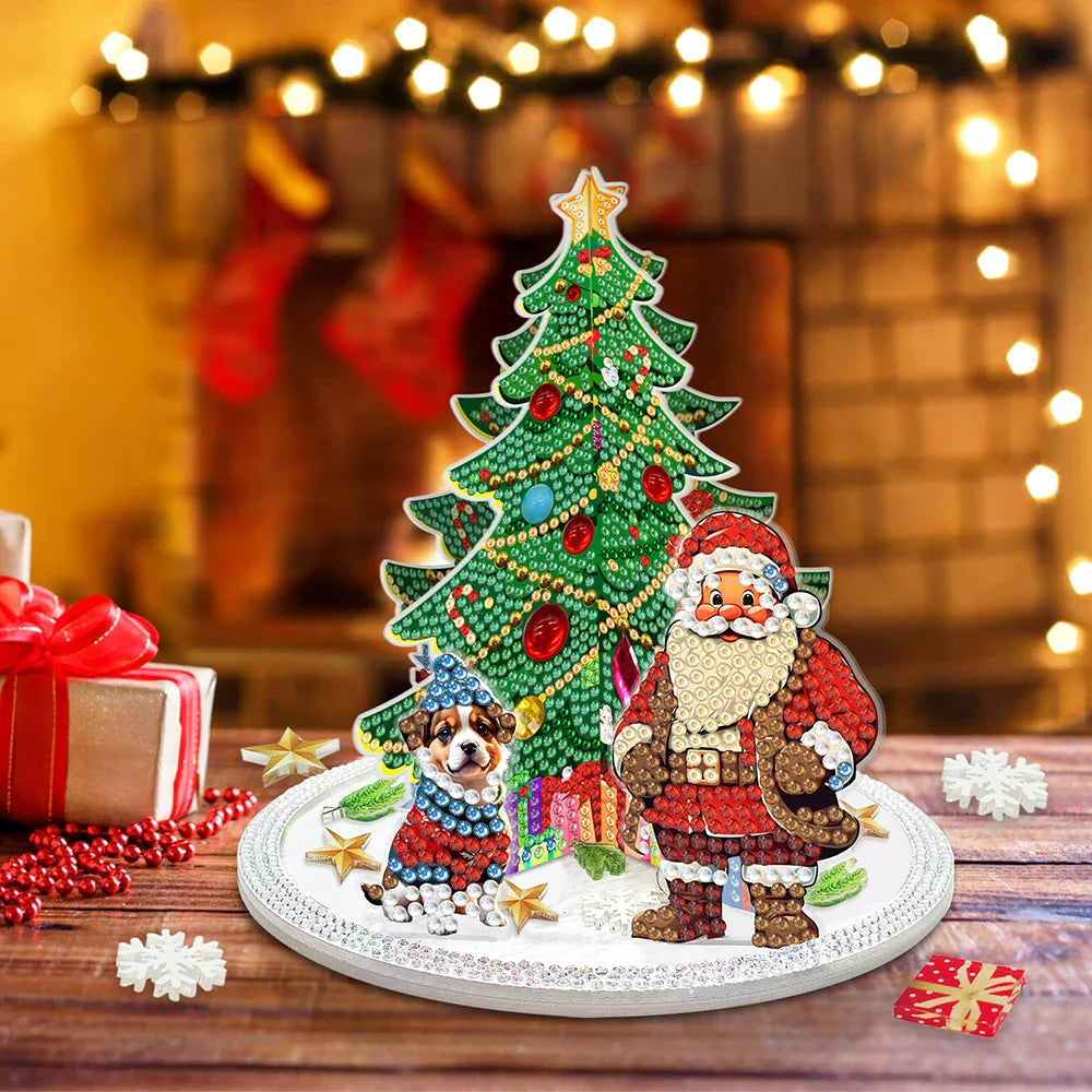 3D Weihnachtsmann bei Weihnachtsbaum | Diamond Painting