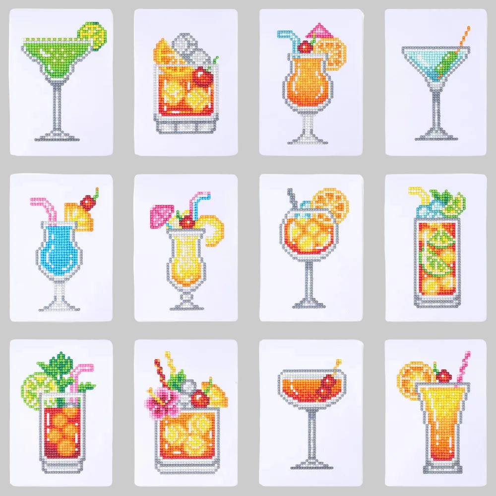 12 Mini Diamond Paintings | Cocktails | Diamond Painting
