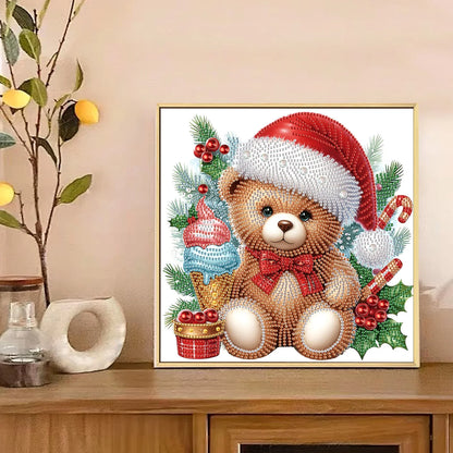 Bär mit Weihnachtsmütze | Diamond Painting