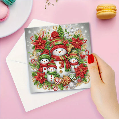 Schneemann Weihnachtskarten | 6 Stück | Diamond Painting