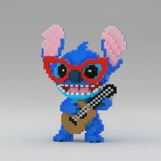 Blaues Wesen mit Gitarre und Brille | Bausteine