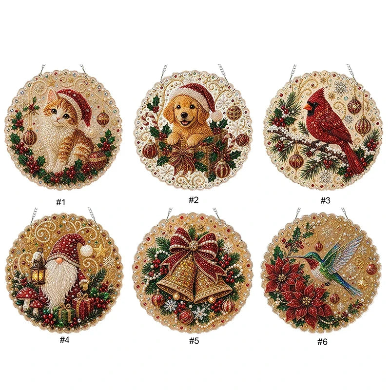 Weihnachtsanhänger | Katze | Diamond Painting