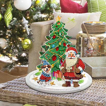 3D Weihnachtsmann bei Weihnachtsbaum | Diamond Painting