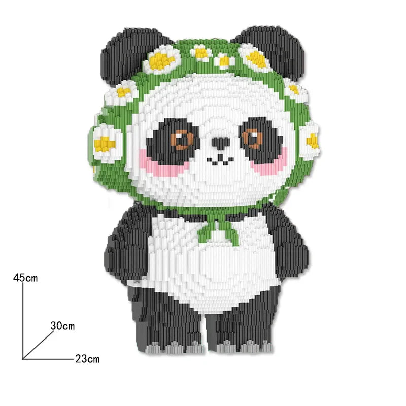 Panda mit Blumenkranz | Bausteine