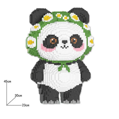 Panda mit Blumenkranz | Bausteine